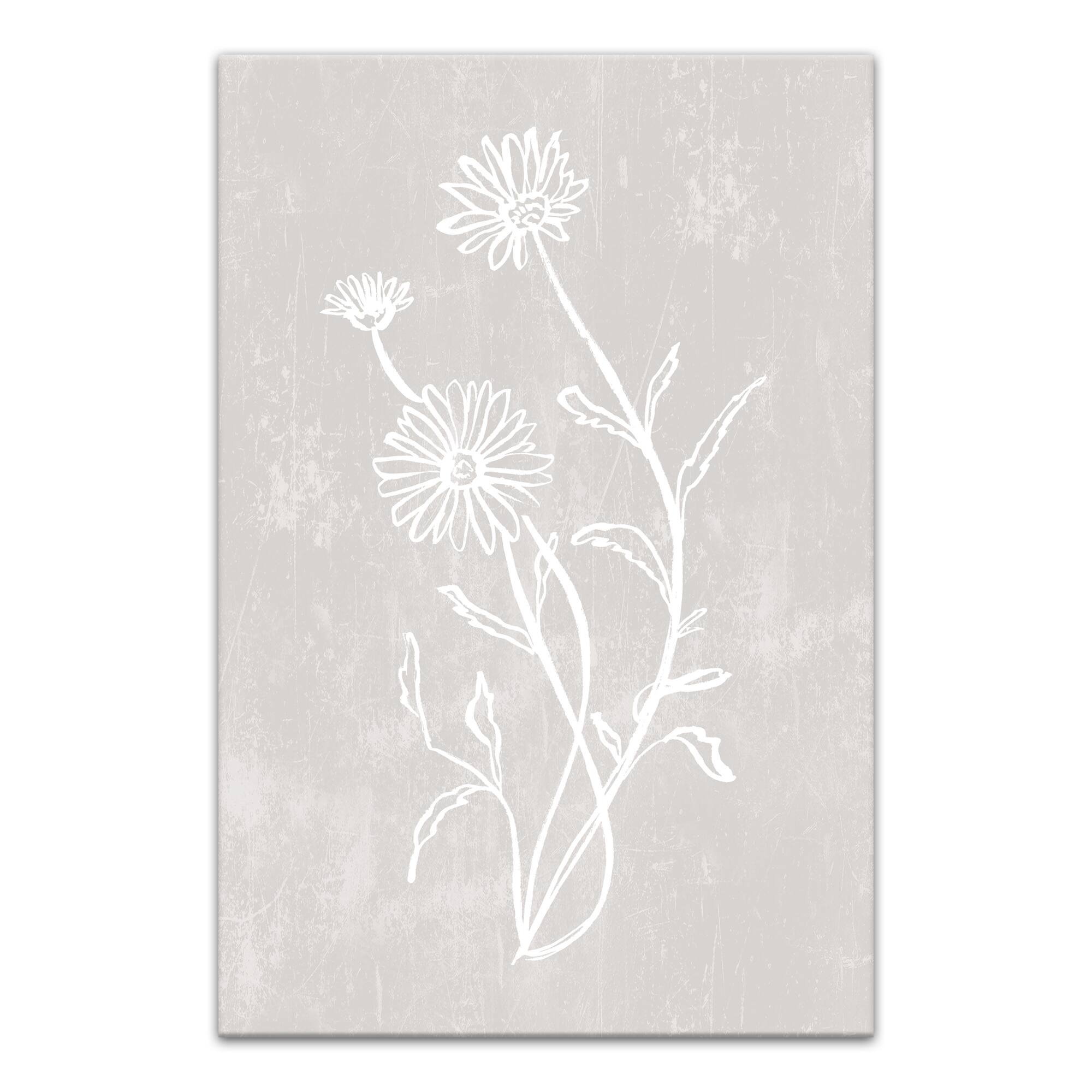 Simple White Floral II Canvas Wall Art